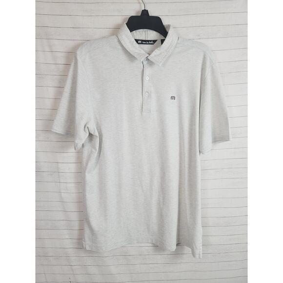TRAVIS MATHEW LIGHT GRAY BUTTON UP POLO, SZ MEDIUM - Picture 1 of 12